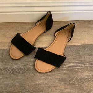 Universal Thread Black Open Toe Flats